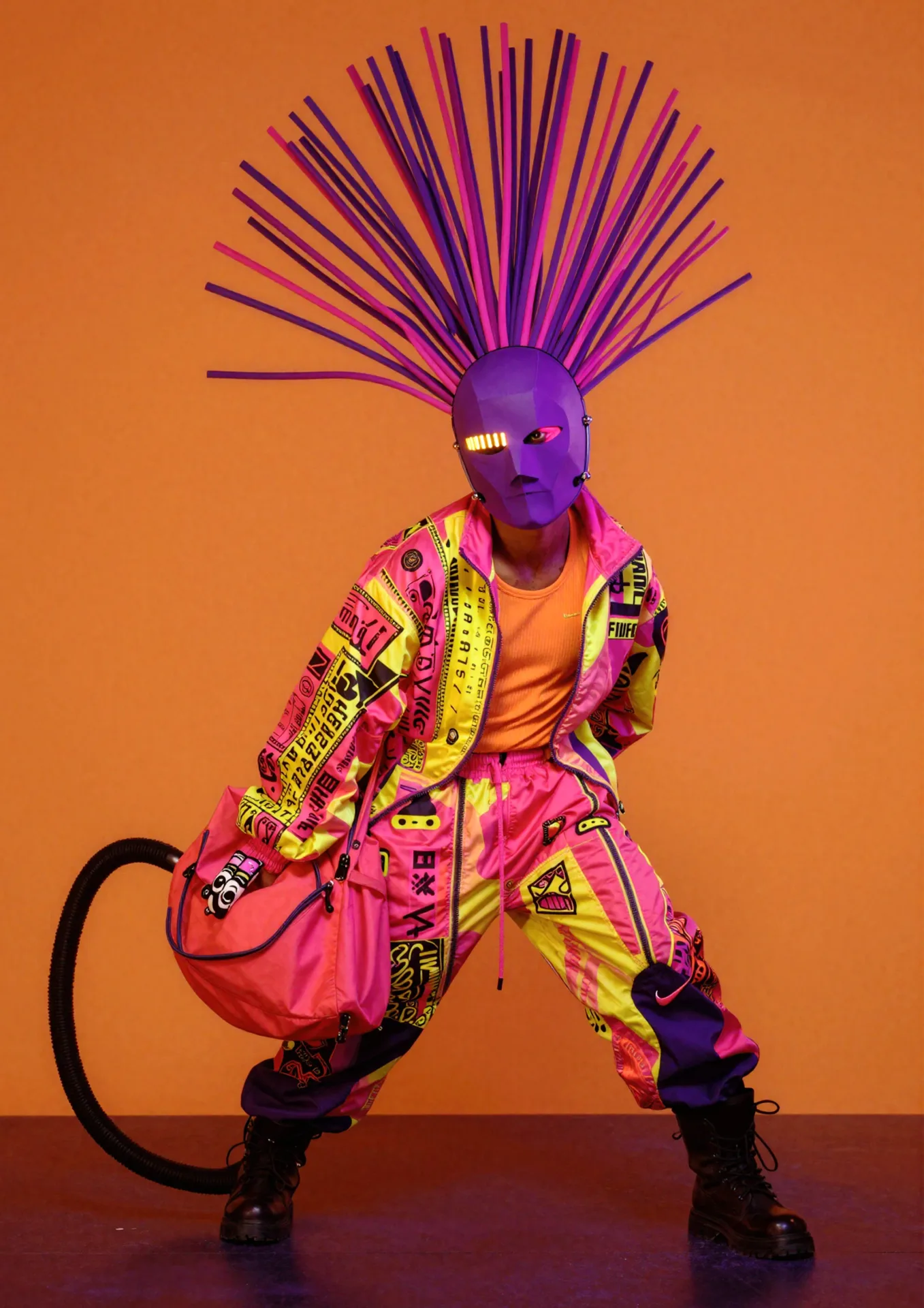 nike postfashion punk neon vibrant streetwear futuristic orange purple — SILICAVISION