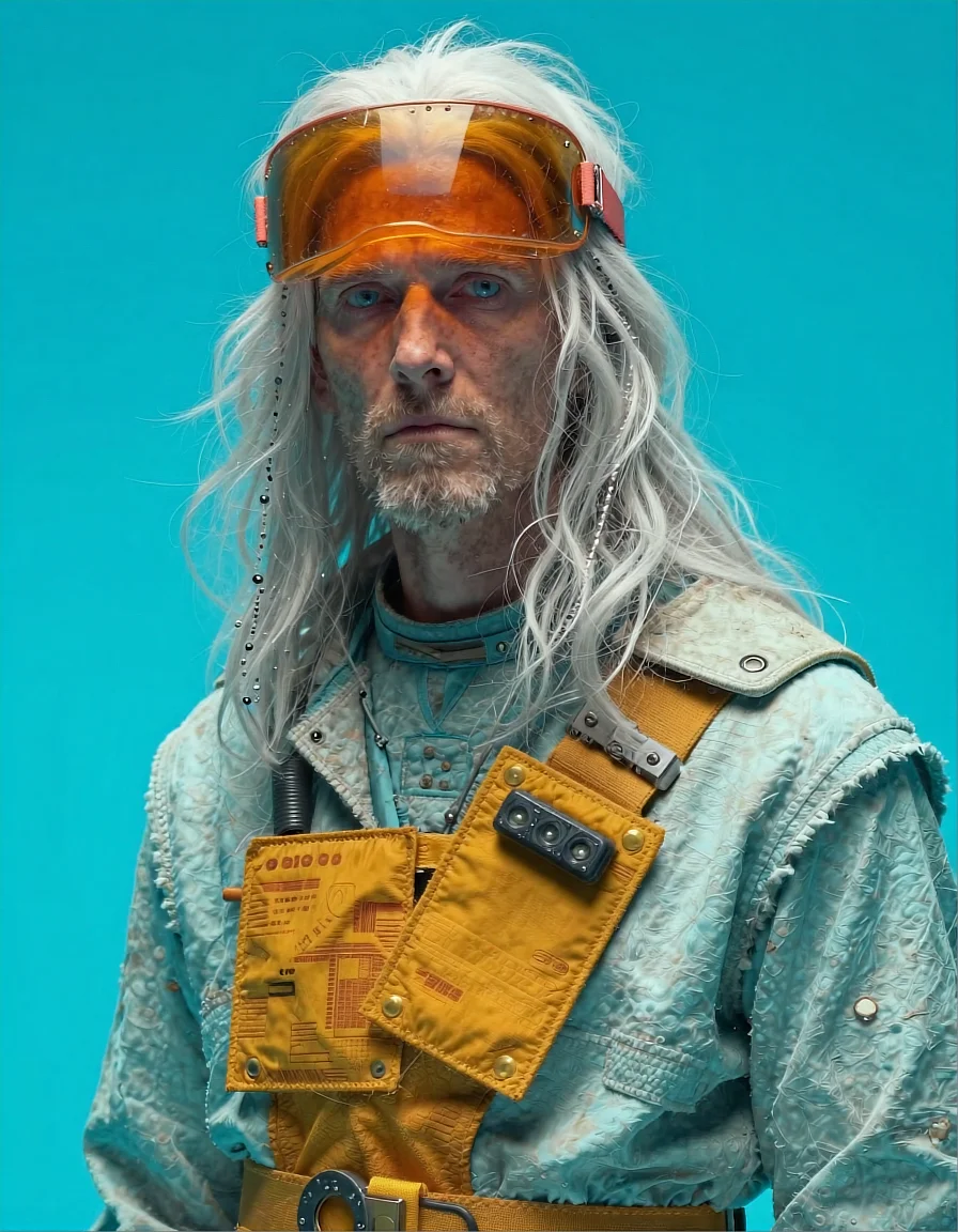 persona character design cyberpunk futuristic cybernetic sci fi neon blue white — SILICAVISION