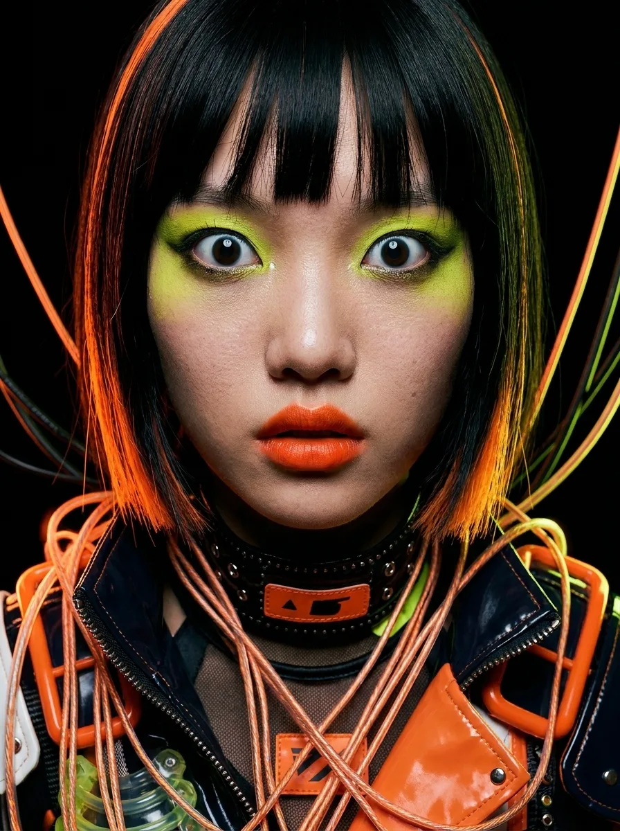 nerve signal cyberpunk neon orange black fashion futuristic bold — SILICAVISION