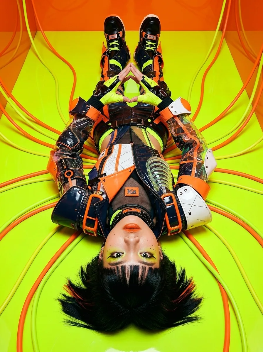 nerve signal futuristic cyberpunk neon orange black yellow fashion — SILICAVISION